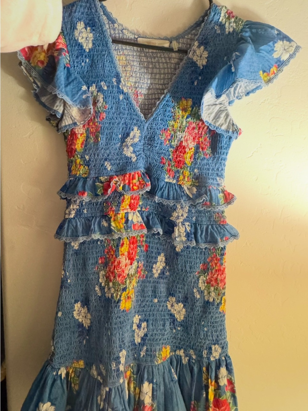 LoveShackFancy Floral Blue Ruffle Dress - Picture 6 of 7